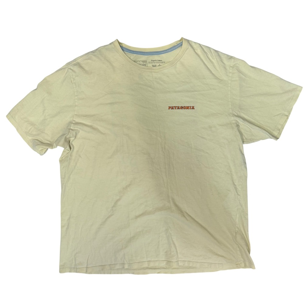 Patagonia Mens Summit Road Organic Cotton T-Shirt Yellow Graphic Tee L